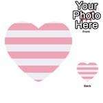 Horizontal Stripes - White and Cherry Blossom Pink Multi-purpose Cards (Heart)