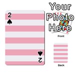 Horizontal Stripes - White and Cherry Blossom Pink Playing Cards 54 Designs