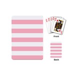 Horizontal Stripes - White and Cherry Blossom Pink Playing Cards (Mini)