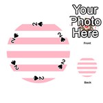 Horizontal Stripes - White and Cherry Blossom Pink Playing Cards 54 (Round)