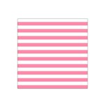 Horizontal Stripes - White and Flamingo Pink Satin Bandana Scarf