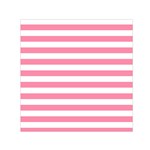 Horizontal Stripes - White and Flamingo Pink Small Satin Scarf  (Square)