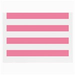 Horizontal Stripes - White and Flamingo Pink Large Glasses Cloth (2 Sides)