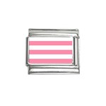 Horizontal Stripes - White and Flamingo Pink Italian Charm (9mm)