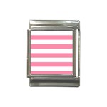 Horizontal Stripes - White and Flamingo Pink Italian Charm (13mm)