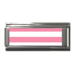 Horizontal Stripes - White and Flamingo Pink Superlink Italian Charm (9mm)