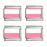 Horizontal Stripes - White and Flamingo Pink 9mm Italian Charm (4 pack)