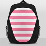 Horizontal Stripes - White and Flamingo Pink Backpack Bag
