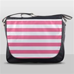 Horizontal Stripes - White and Flamingo Pink Messenger Bag