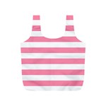 Horizontal Stripes - White and Flamingo Pink Full Print Recycle Bag (S)