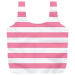 Horizontal Stripes - White and Flamingo Pink Full Print Recycle Bag (XL)