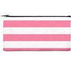 Horizontal Stripes - White and Flamingo Pink Pencil Case