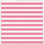 Horizontal Stripes - White and Flamingo Pink Canvas 12  x 12 
