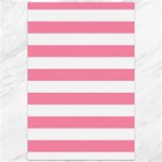 Horizontal Stripes - White and Flamingo Pink Canvas 12  x 18 