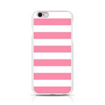 Horizontal Stripes - White and Flamingo Pink Apple iPhone 6/6S Silicone Case (Transparent)