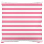 Horizontal Stripes - White and Flamingo Pink Standard Flano Cushion Case (Two Sides)