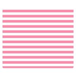 Horizontal Stripes - White and Flamingo Pink Double Sided Flano Blanket (Small)