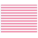 Horizontal Stripes - White and Flamingo Pink Double Sided Flano Blanket (Medium)