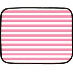 Horizontal Stripes - White and Flamingo Pink Double Sided Fleece Blanket (Mini)