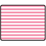 Horizontal Stripes - White and Flamingo Pink Fleece Blanket (Medium) (One Side)