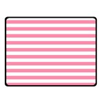 Horizontal Stripes - White and Flamingo Pink Fleece Blanket (Small) (One Side)
