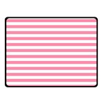 Horizontal Stripes - White and Flamingo Pink Double Sided Fleece Blanket (Small) (Two Sides)