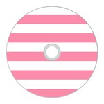 Horizontal Stripes - White and Flamingo Pink CD Wall Clock