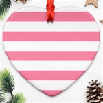Horizontal Stripes - White and Flamingo Pink Heart Ornament (Two Sides)