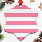 Horizontal Stripes - White and Flamingo Pink Ornament (Snowflake)