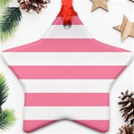 Horizontal Stripes - White and Flamingo Pink Ornament (Star)