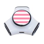 Horizontal Stripes - White and Flamingo Pink Portable USB Hub (One Side)
