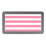 Horizontal Stripes - White and Flamingo Pink Memory Card Reader (Mini)