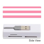 Horizontal Stripes - White and Flamingo Pink Memory Card Reader (Stick)