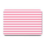 Horizontal Stripes - White and Flamingo Pink Small Doormat