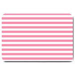 Horizontal Stripes - White and Flamingo Pink Large Doormat