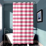 Horizontal Stripes - White and Flamingo Pink Shower Curtain 36  x 72  (Stall)