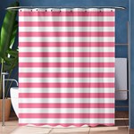 Horizontal Stripes - White and Flamingo Pink Shower Curtain 60  x 72  (Medium)