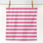 Horizontal Stripes - White and Flamingo Pink Face Towel