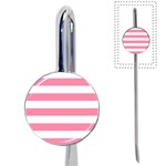 Horizontal Stripes - White and Flamingo Pink Book Mark
