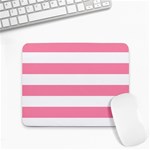 Horizontal Stripes - White and Flamingo Pink Small Mousepad