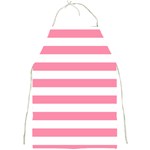 Horizontal Stripes - White and Flamingo Pink Full Print Apron