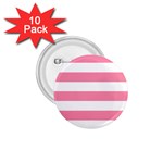 Horizontal Stripes - White and Flamingo Pink 1.75  Button (10 pack)