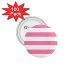 Horizontal Stripes - White and Flamingo Pink 1.75  Button (100 pack)
