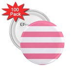 Horizontal Stripes - White and Flamingo Pink 2.25  Button (100 pack)