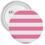 Horizontal Stripes - White and Flamingo Pink 3  Button