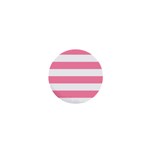 Horizontal Stripes - White and Flamingo Pink 1  Mini Magnet