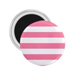 Horizontal Stripes - White and Flamingo Pink 2.25  Magnet