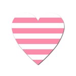 Horizontal Stripes - White and Flamingo Pink Magnet (Heart)