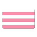 Horizontal Stripes - White and Flamingo Pink Magnet (Rectangular)
