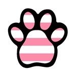 Horizontal Stripes - White and Flamingo Pink Magnet (Paw Print)